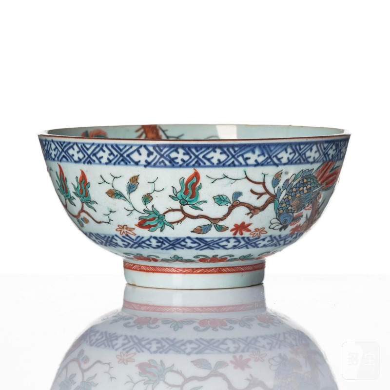 An enameled 'parrots and butterflies' bowl, - 图2